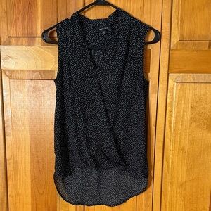 Spense Black Sleeveless Dotted Blouse